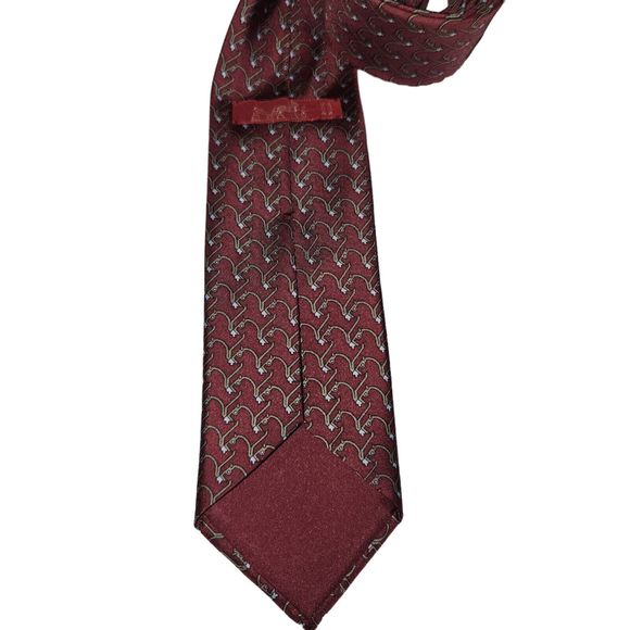 Hermes Paris 877 PA Genuine Vintage Red Silk Tie - Picture 4 of 5